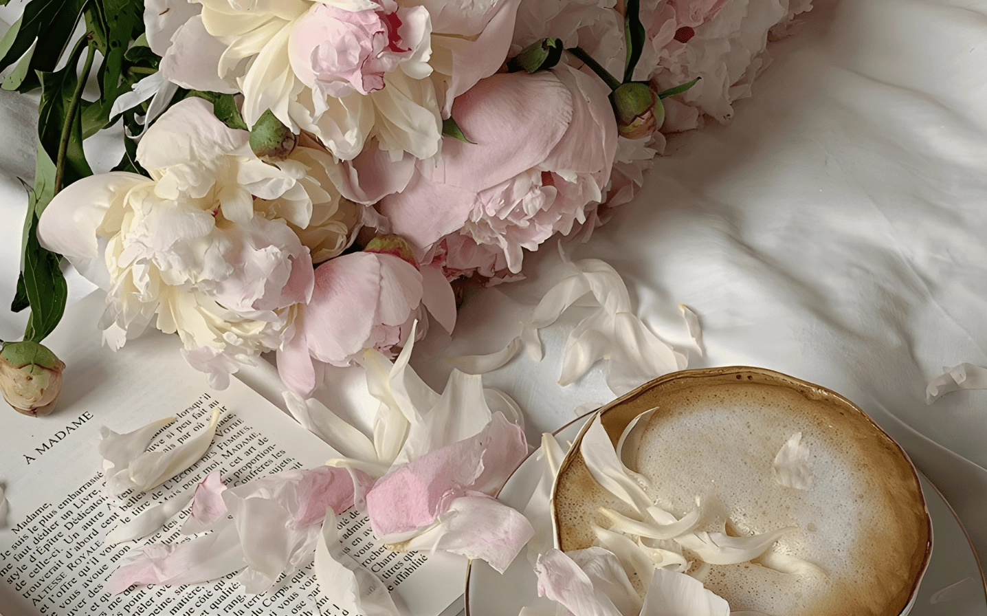 Hình nền hoa mẫu đơn hồng trắng nhẹ nhàng