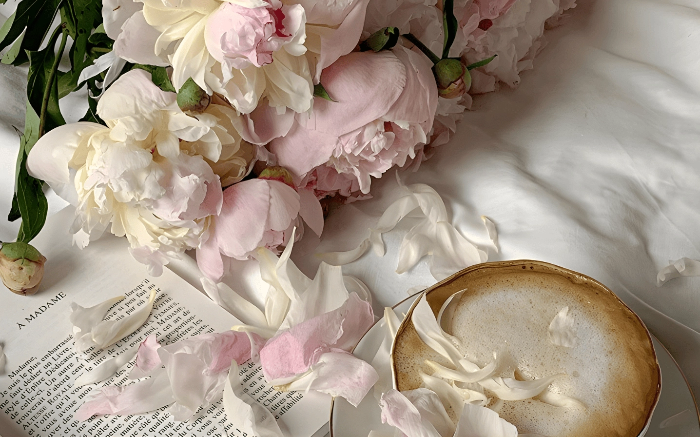 Hình nền hoa mẫu đơn hồng - trắng nhẹ nhàng