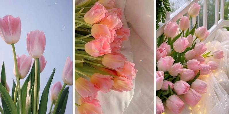 Hình nền hoa tulip hồng cute