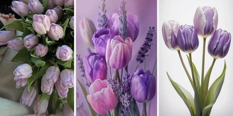 Hình nền hoa tulip tím lãng mạn