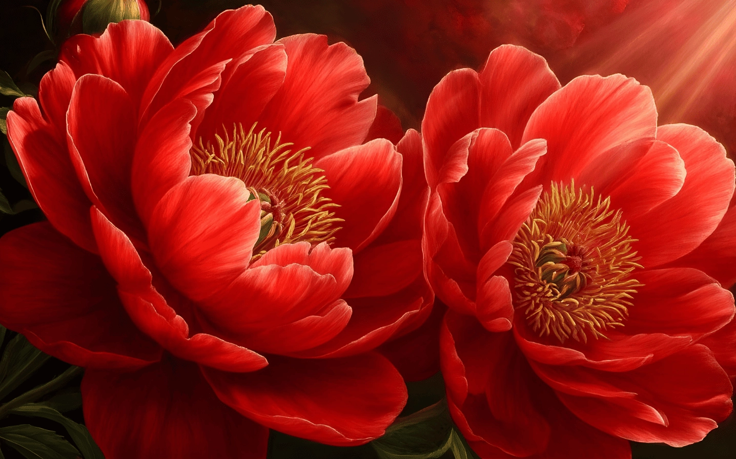 Hình nền mẫu đơn đỏ nồng nàn rực rỡ