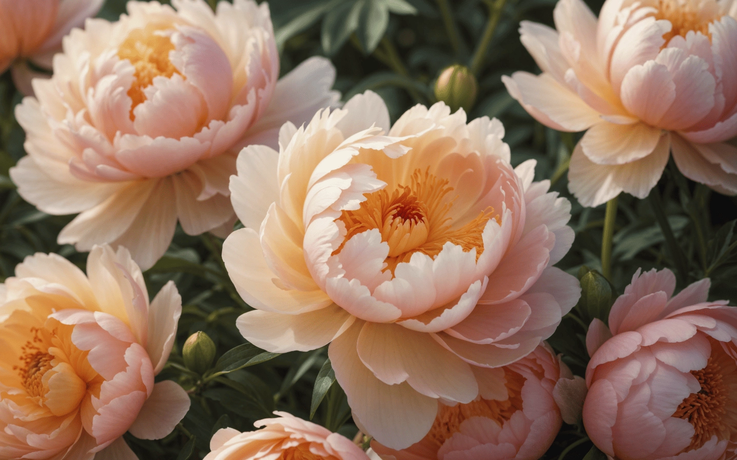 Hình nền mẫu đơn hồng rực rỡ dưới ánh bình minh