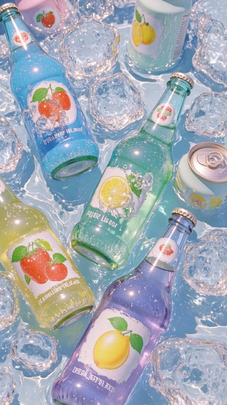 Hình nền nước trái cây pastel phong cách kawaii cho màn hình khóa