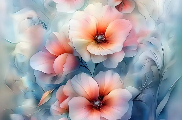 Hình nền Tác phẩm nghệ thuật hoa mơ mộng với tông màu pastel nhẹ nhàng 2K
