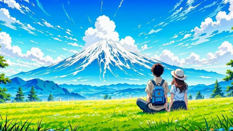 Hình nền xanh da trời anime mộng mơ tuyệt đẹp cho máy tính