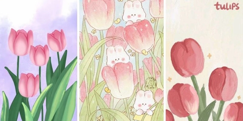 Hình vẽ hoa tulip cute dễ thương cho điện thoại sắc nét
