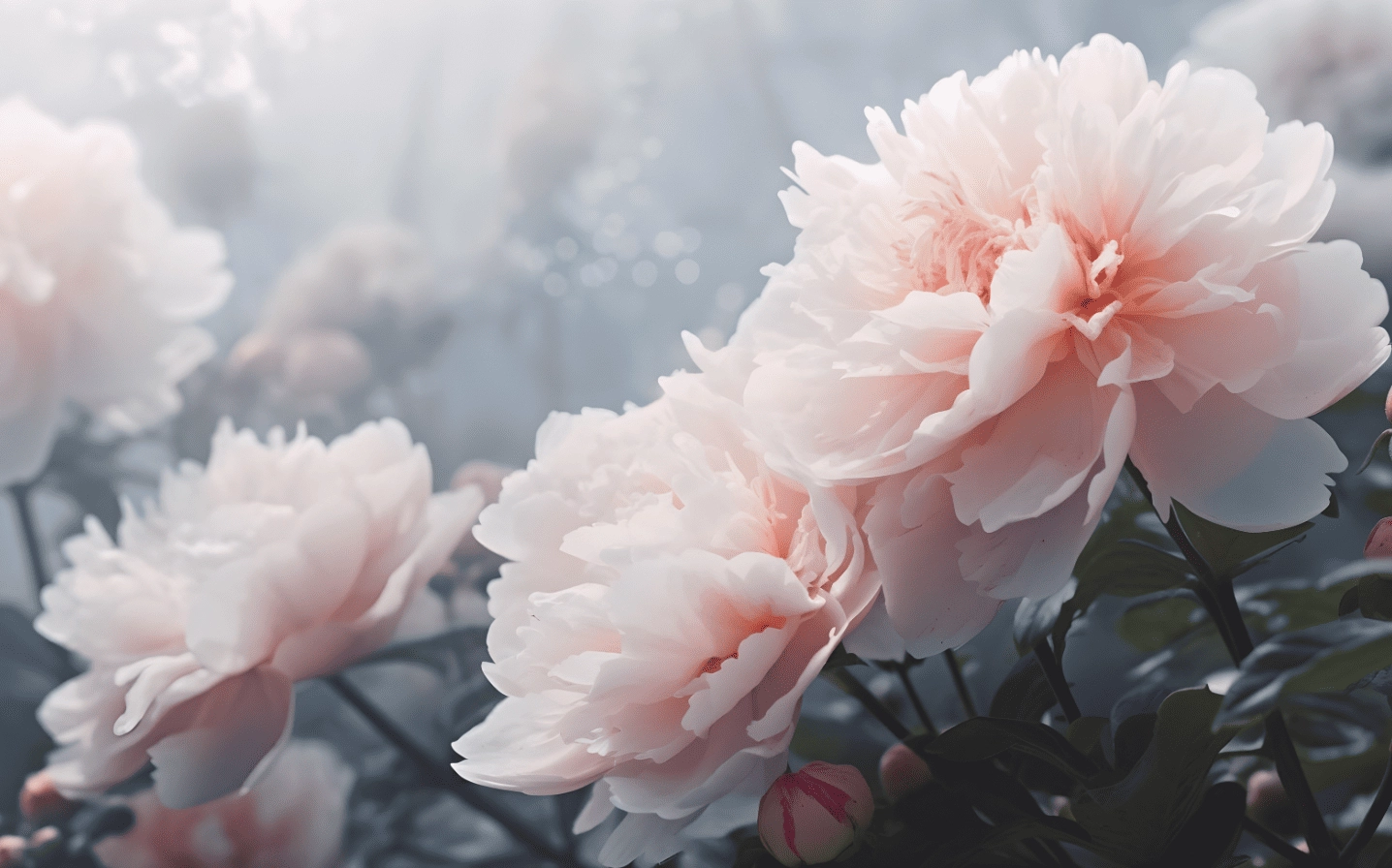 Hoa mẫu đơn hồng phấn huyền ảo đầy mộng mơ