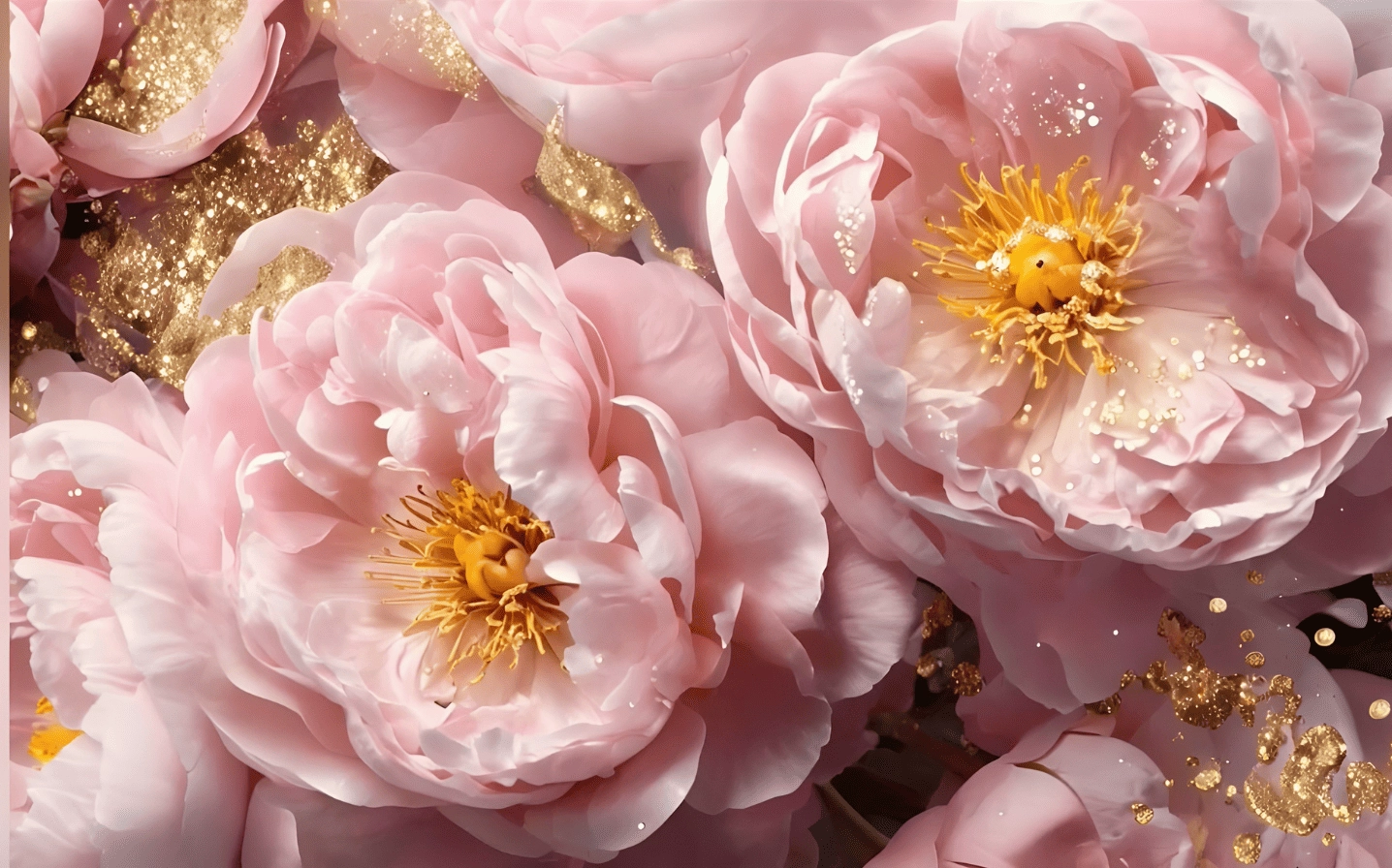 Hoa mẫu đơn lấp lánh vàng ánh kim