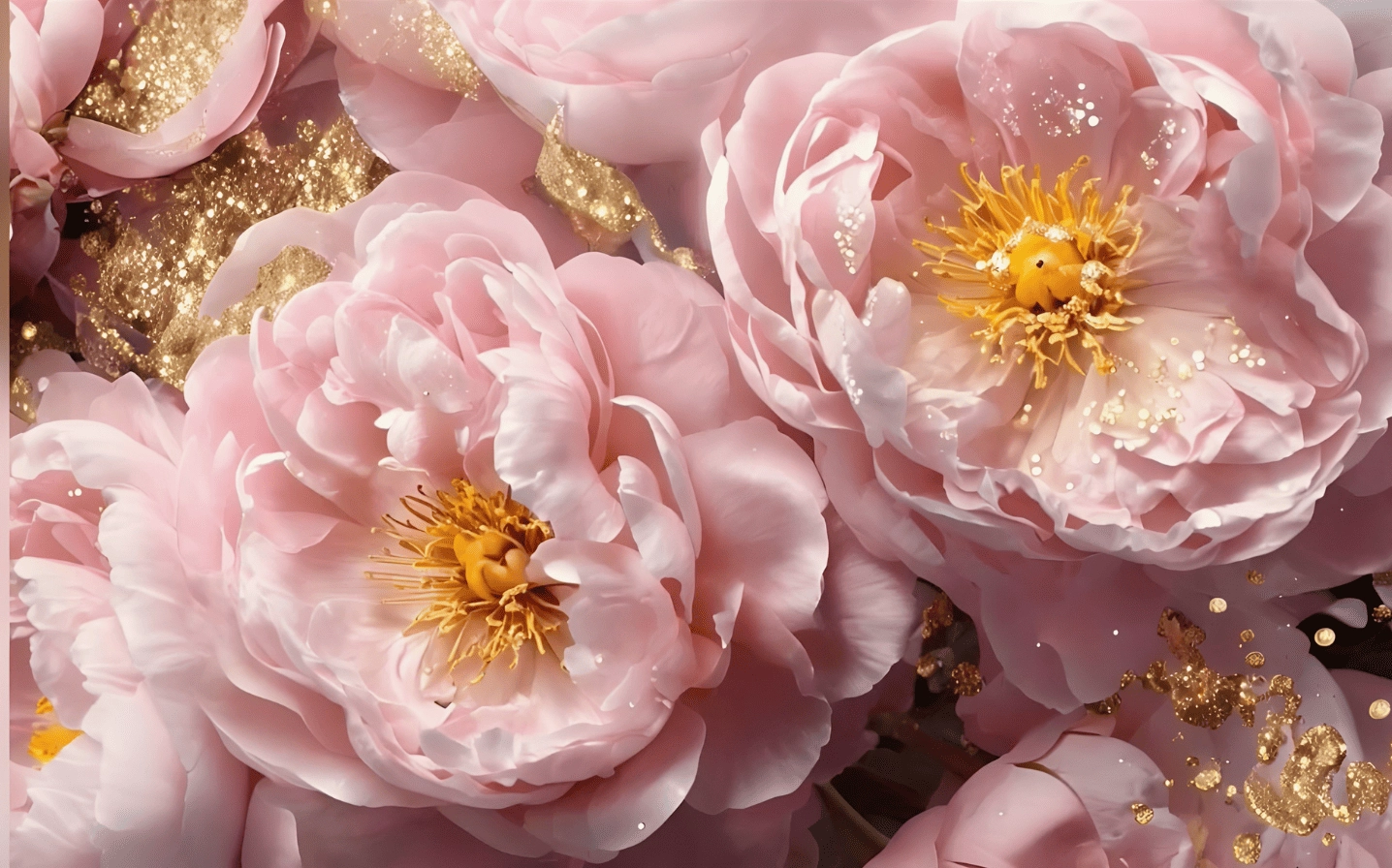 Hoa mẫu đơn lấp lánh vàng ánh kim