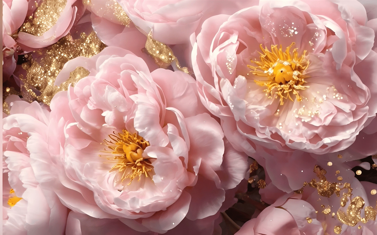 Hoa mẫu đơn lấp lánh vàng ánh kim vô cùng sang trọng