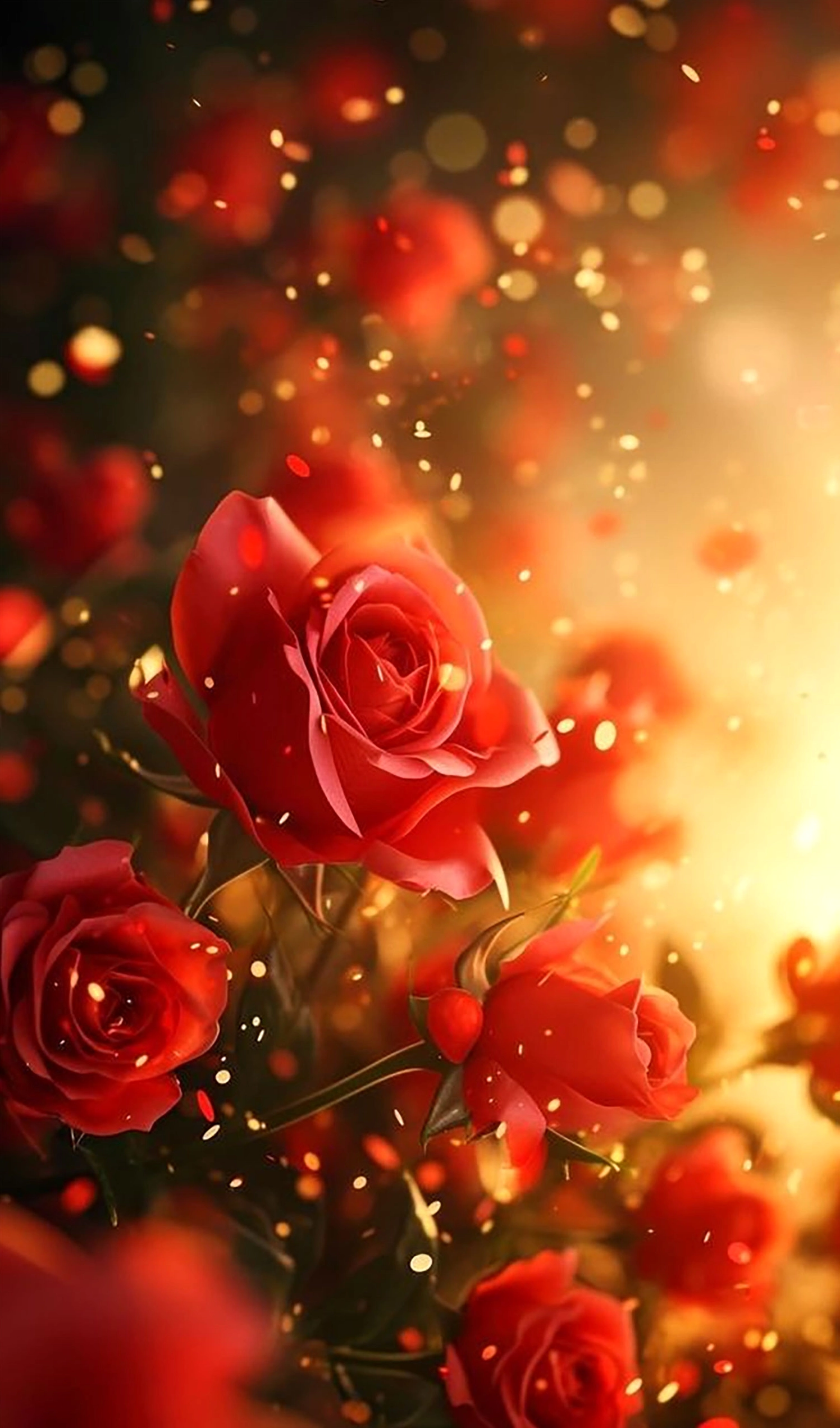 Không gian hình nền hoa hồng đỏ cho điện thoại mộng mơ