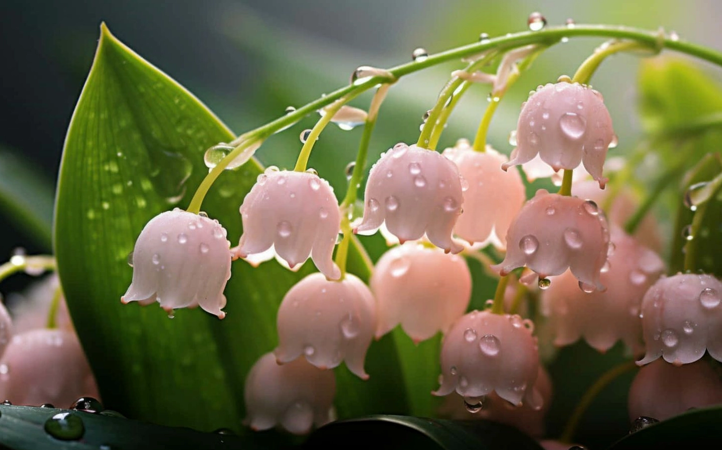 Linh lan hồng dưới cơn mưa