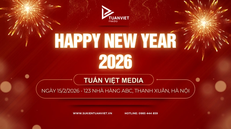 Mẫu backdrop tiệc tất niên hiện đại và phá cách