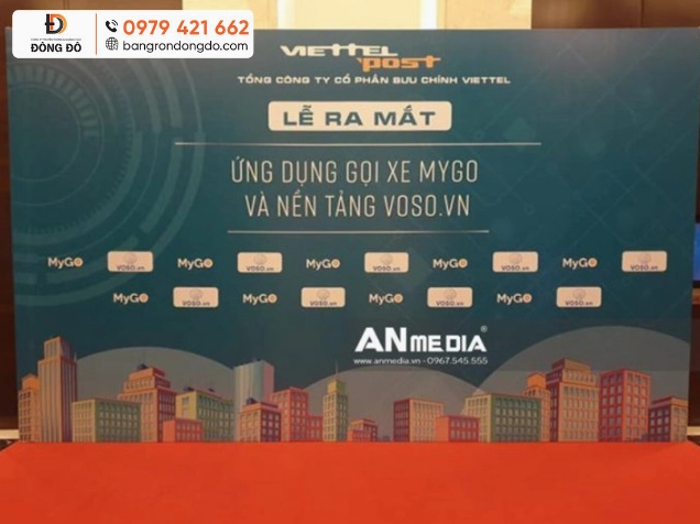 Mẫu background sân khấu ra mắt sản phẩm mới