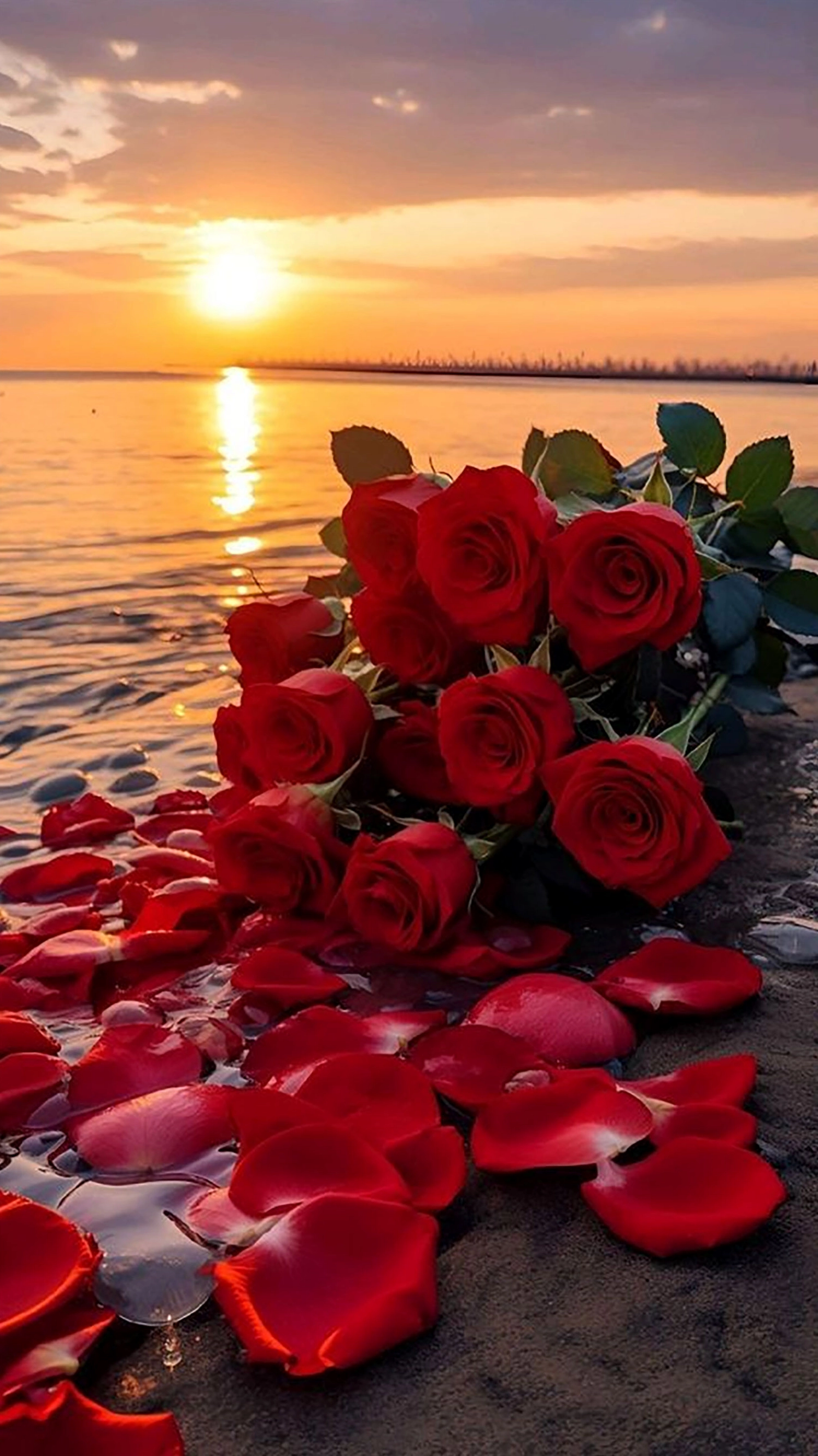 Mẫu hình nền hoa hồng đỏ cho điện thoại tinh tế