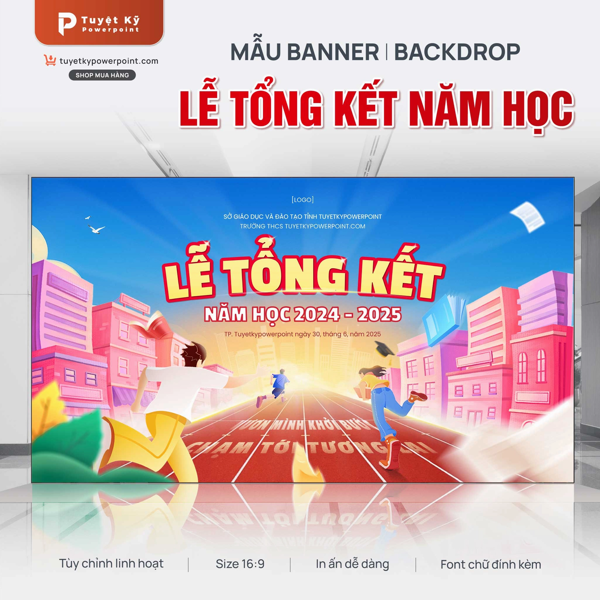 Mẫu thumbnail backdrop banner lễ tổng kết năm học rực rỡ