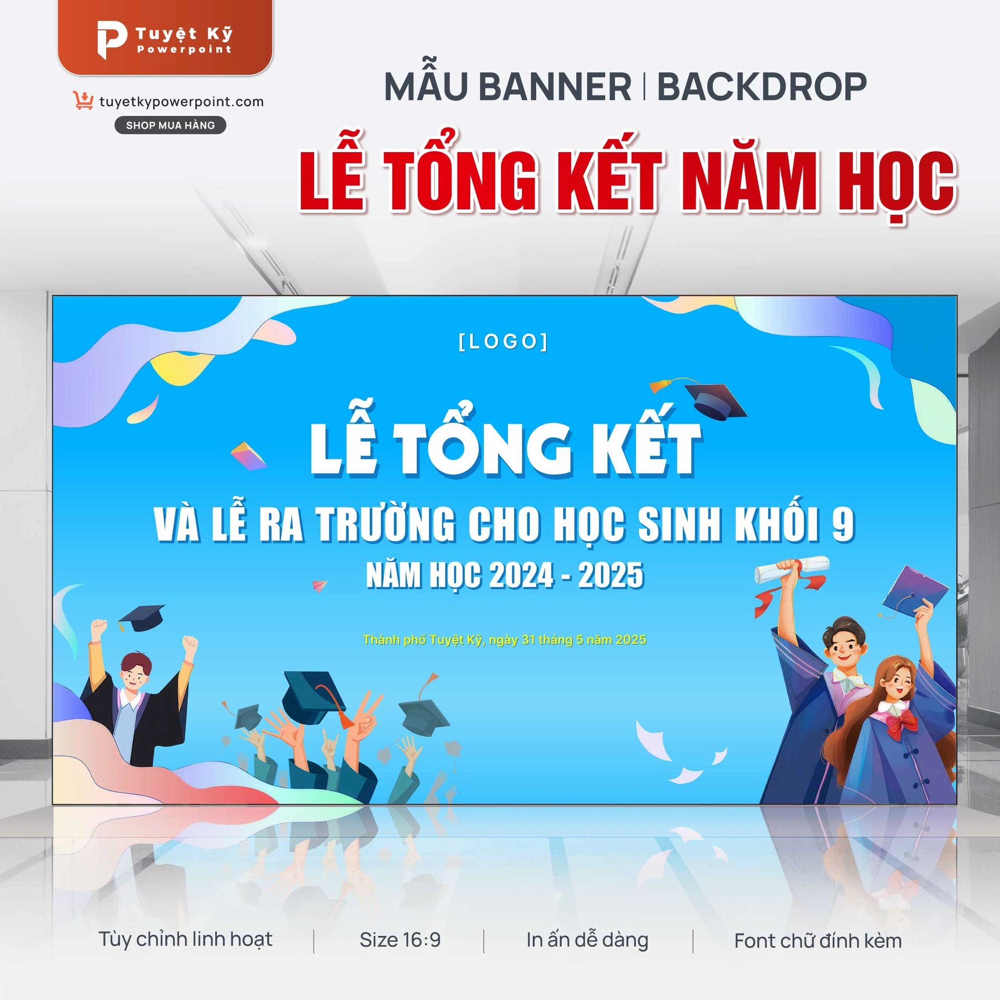 Mẫu thumbnail backdrop lễ tổng kết và ra trường cho học sinh