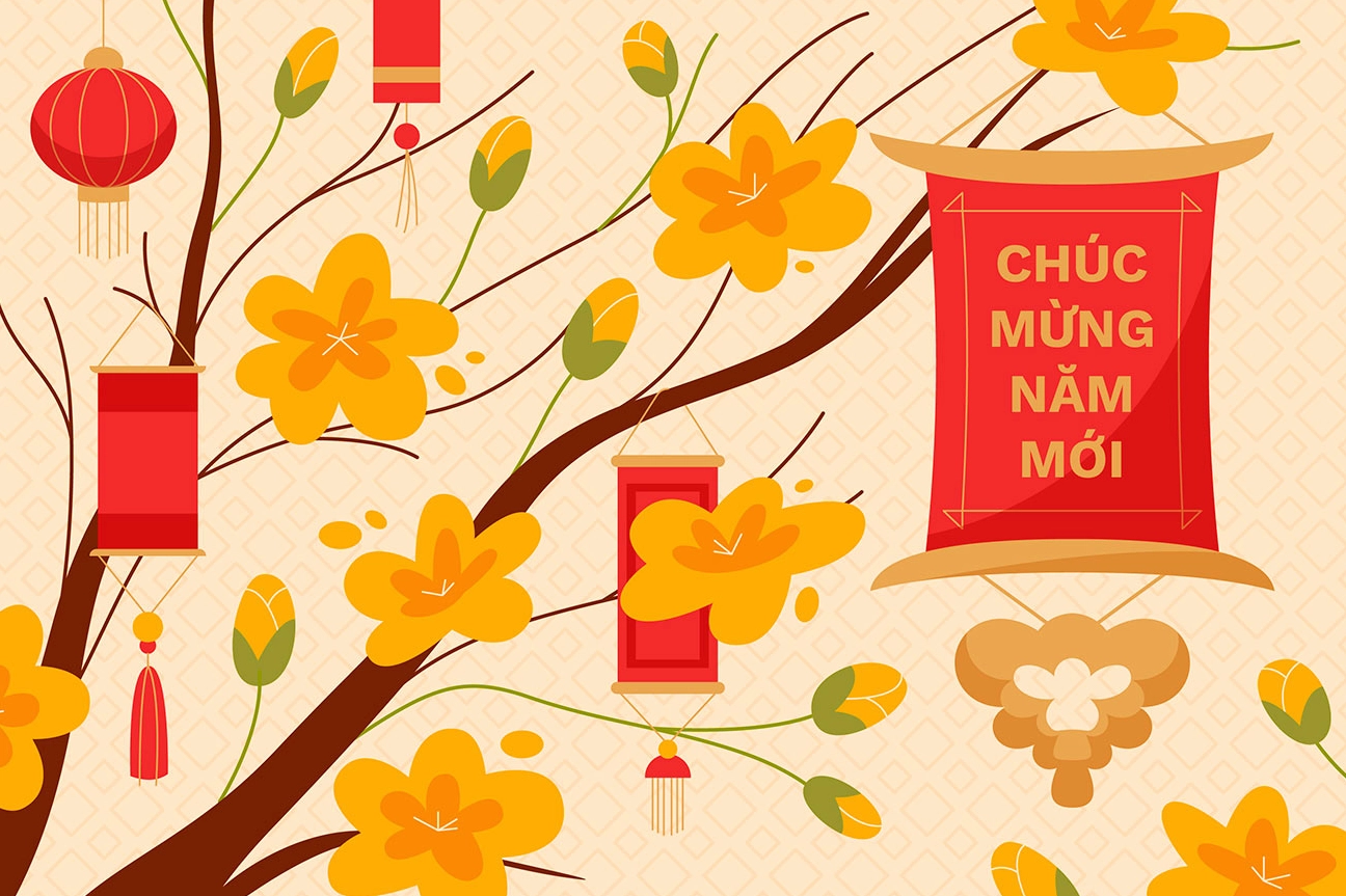 Một góc background cành đào lãng mạn