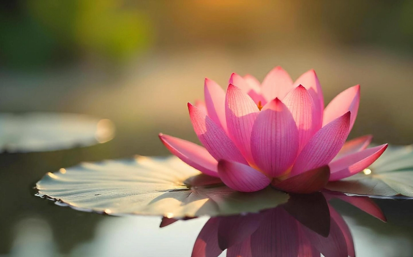 Sắc hồng rực rỡ phản chiếu mặt hồ