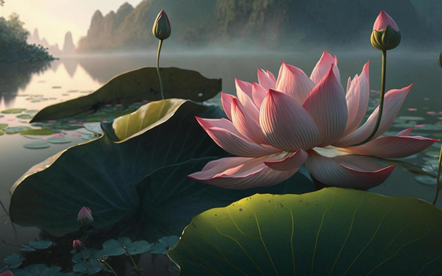 Sen hồng kiêu sa, mặt nước phẳng