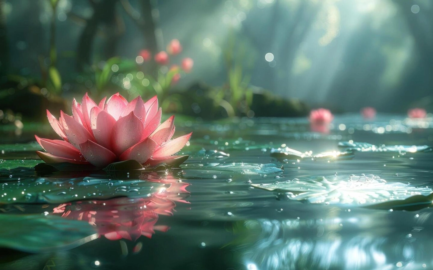 Sen hồng nổi bật dưới nắng chiều