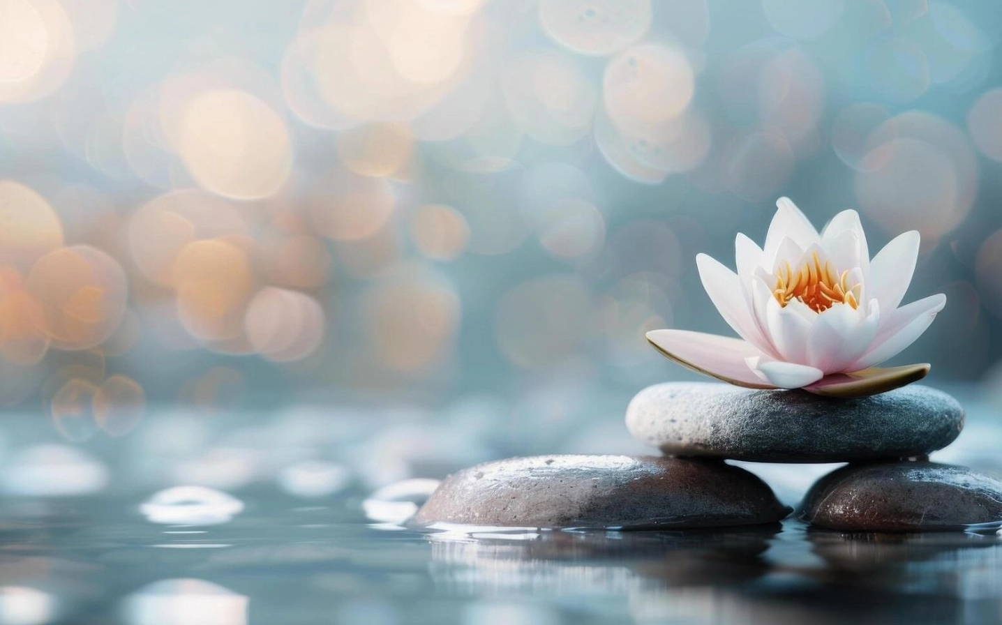 Sen trắng tĩnh lặng trên đá thiền