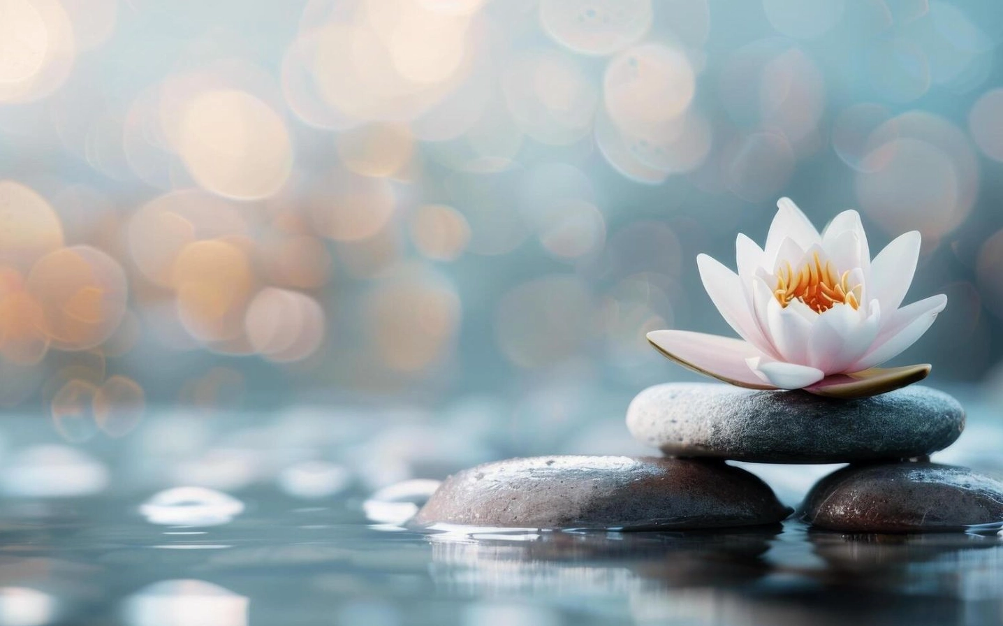 Sen trắng tĩnh lặng trên đá thiền