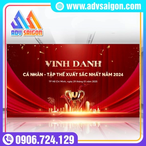 Thiết kế background vinh danh nhân viên xuất sắc rực rỡ sang trọng
