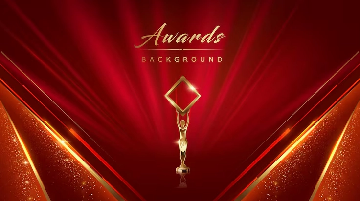 Vector hình nền trao thưởng màu đỏ cam và vàng mang vẻ đẹp thanh lịch cao cấp