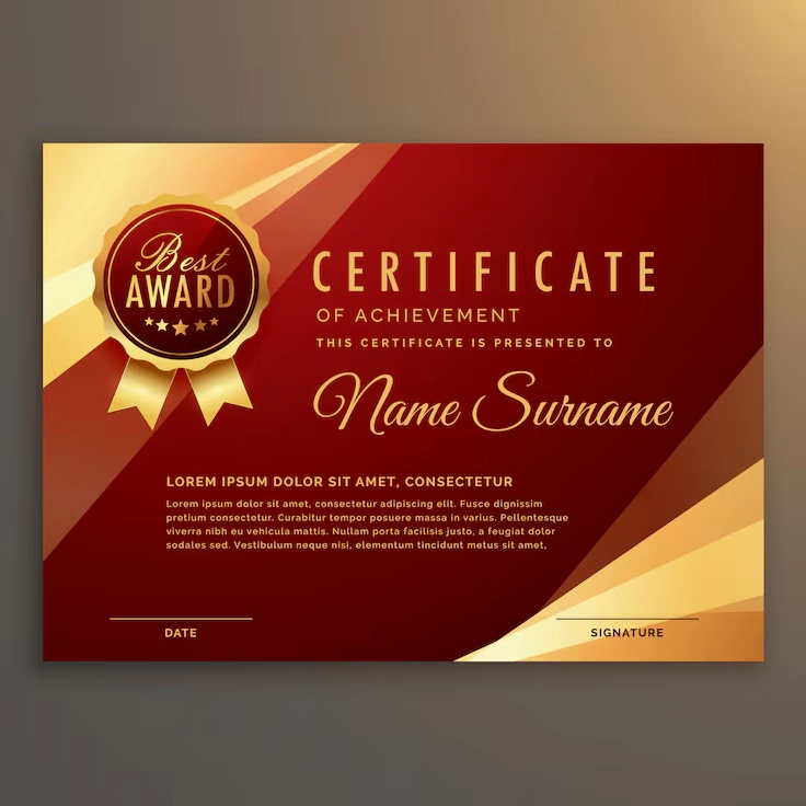 Vector miễn phí giấy chứng nhận màu đỏ cao cấp và mẫu thiết kế văn bằng vector
