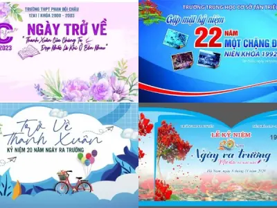 Background họp lớp hiện đại khiến buổi gặp gỡ thêm thú vị