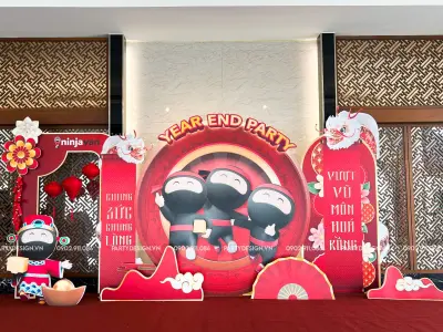 Bộ sưu tập mẫu backdrop tất niên công ty đẹp sang trọng nhất