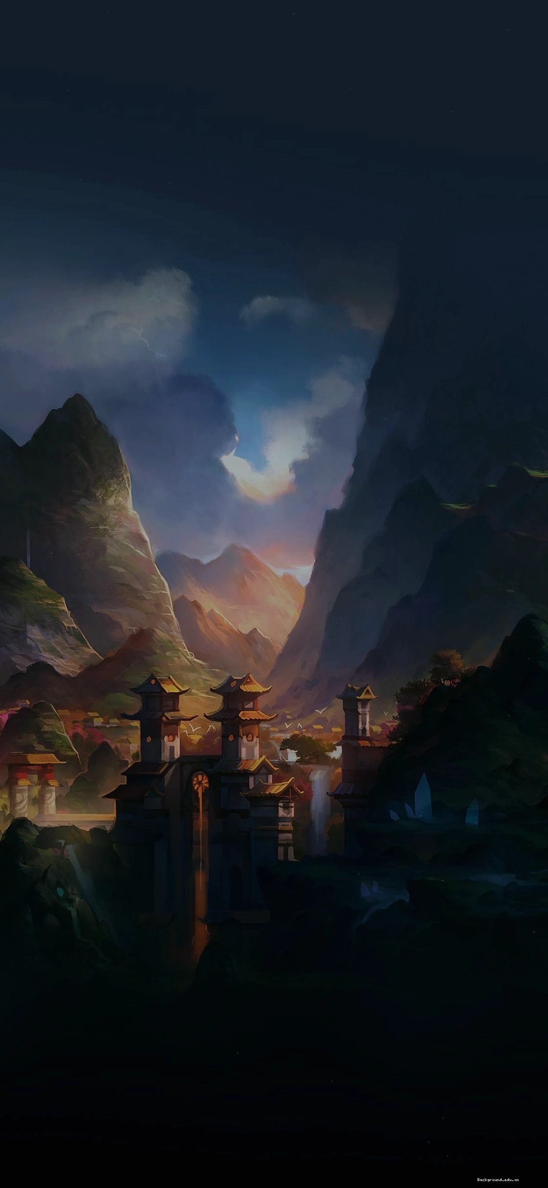 Ảnh minh họa núi non Trung Quốc theo phong cách anime