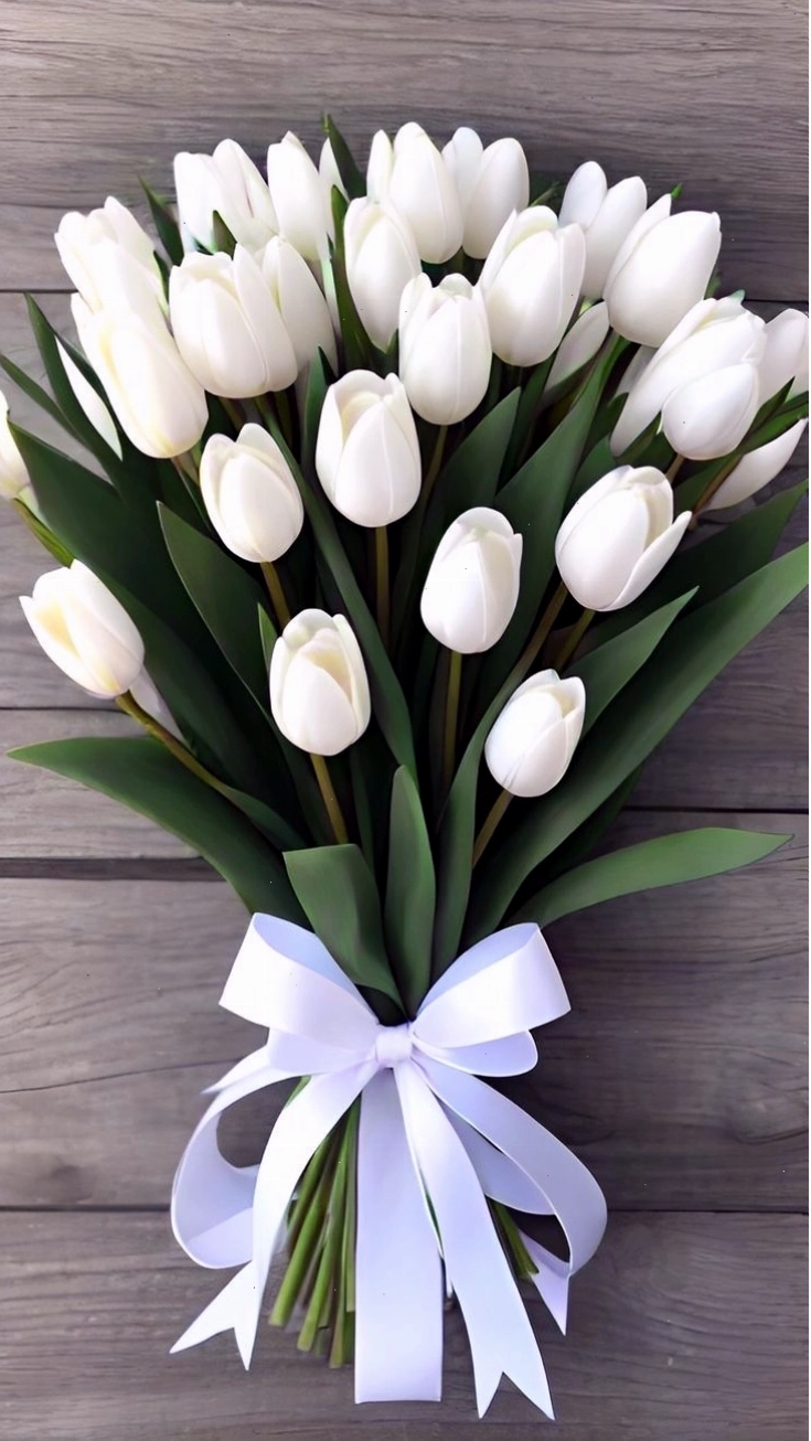 Ảnh nền hoa tulip màu trắng vẽ nghệ thuật