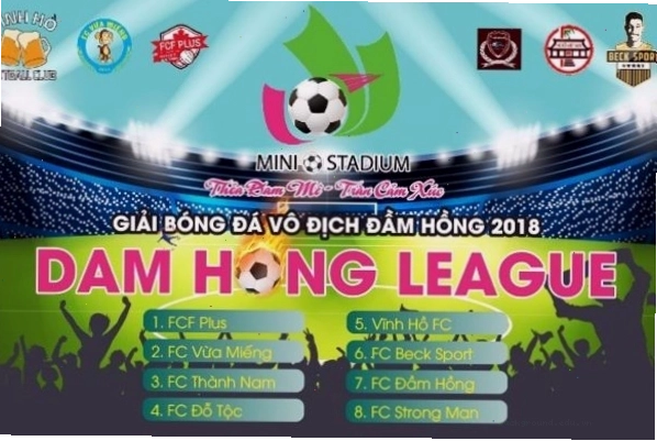 Backdriop giải bóng đá Đầm Hồng League thiết kế ấn tượng