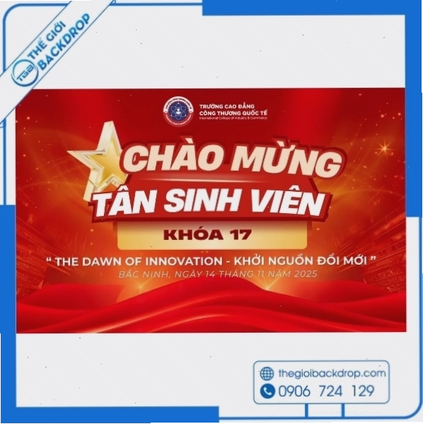 Backdrop chào mừng tân sinh viên