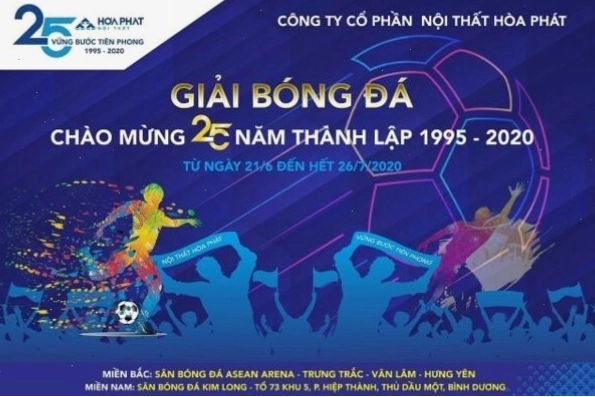 Backdrop giải bóng đá chào mừng 25 năm thành lập công ty