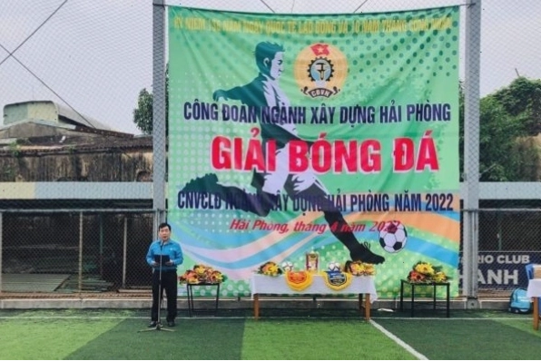 Backdrop giải bóng đá công đoàn in bạt hiflex bền đẹp