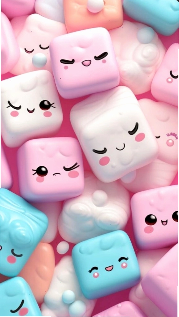 Bánh kẹo dẻo cute với nhiều màu sắc rực rỡ làm màn hình nền điện thoại