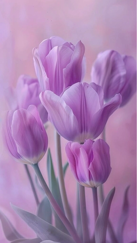 Bông tulip tím mơ màng với hiệu ứng bokeh lãng mạn