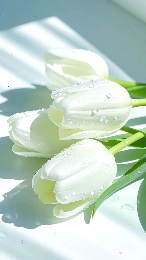 Bức ảnh hoa tulip trắng đang hé nở, tràn đầy sức sống