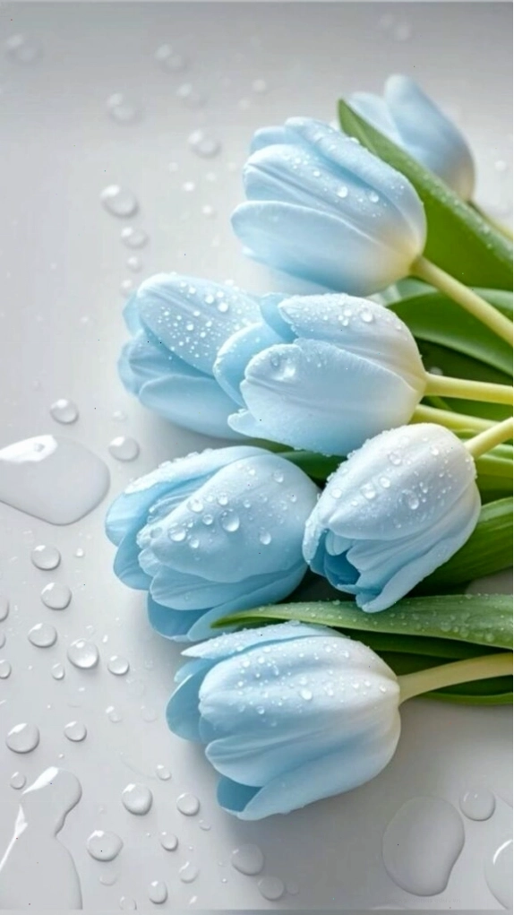Cận cảnh chi tiết cánh hoa tulip xanh