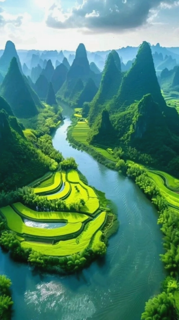 Cảnh quan thiên nhiên hùng vĩ với hiệu ứng ánh sáng lung linh