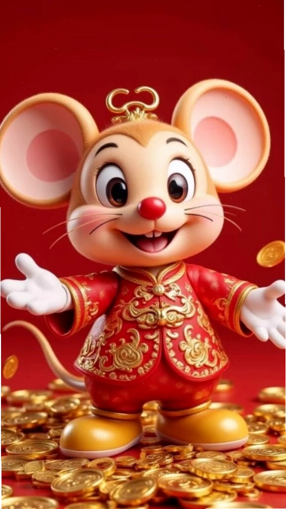 Chú chuột Tý chibi nhỏ nhắn đang đón nhận những điều may mắn đầu xuân