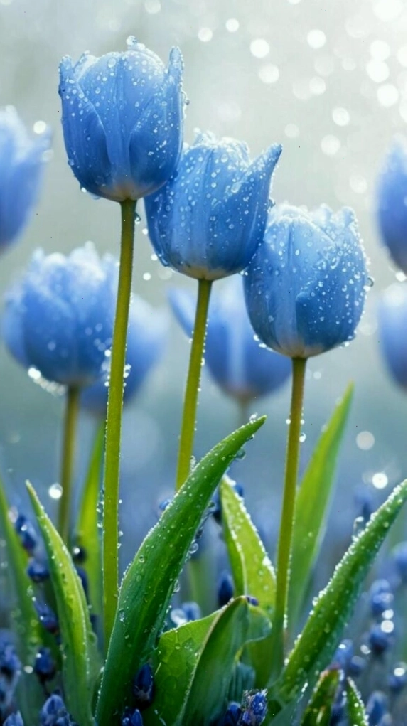 Chùm hoa tulip xanh nhỏ nhắn