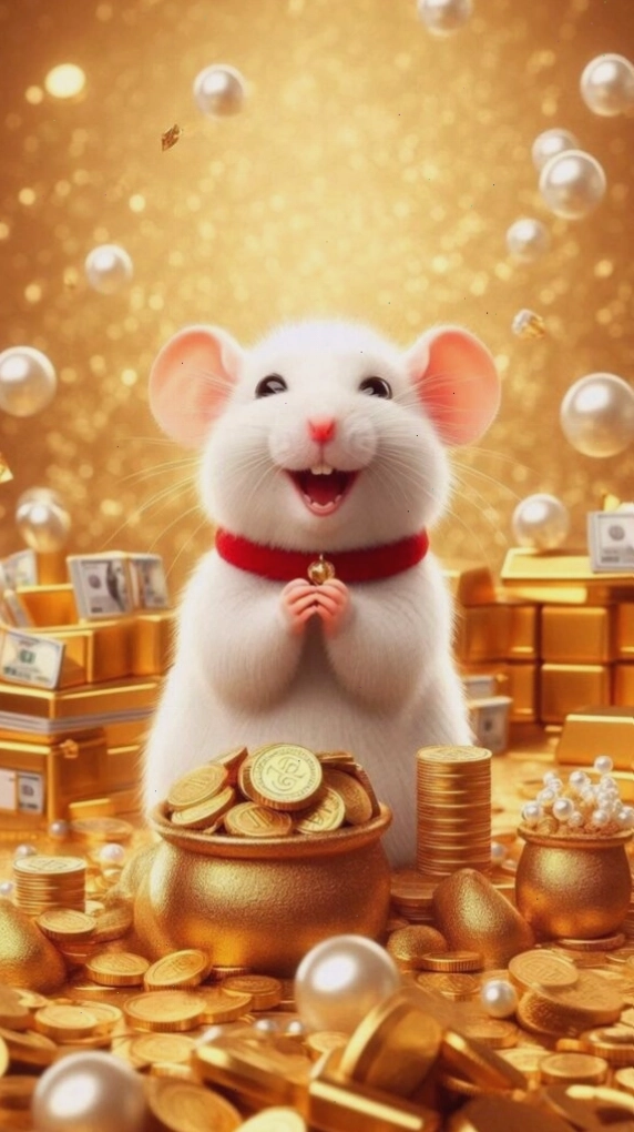 Chuột Tý dễ thương giữa núi vàng