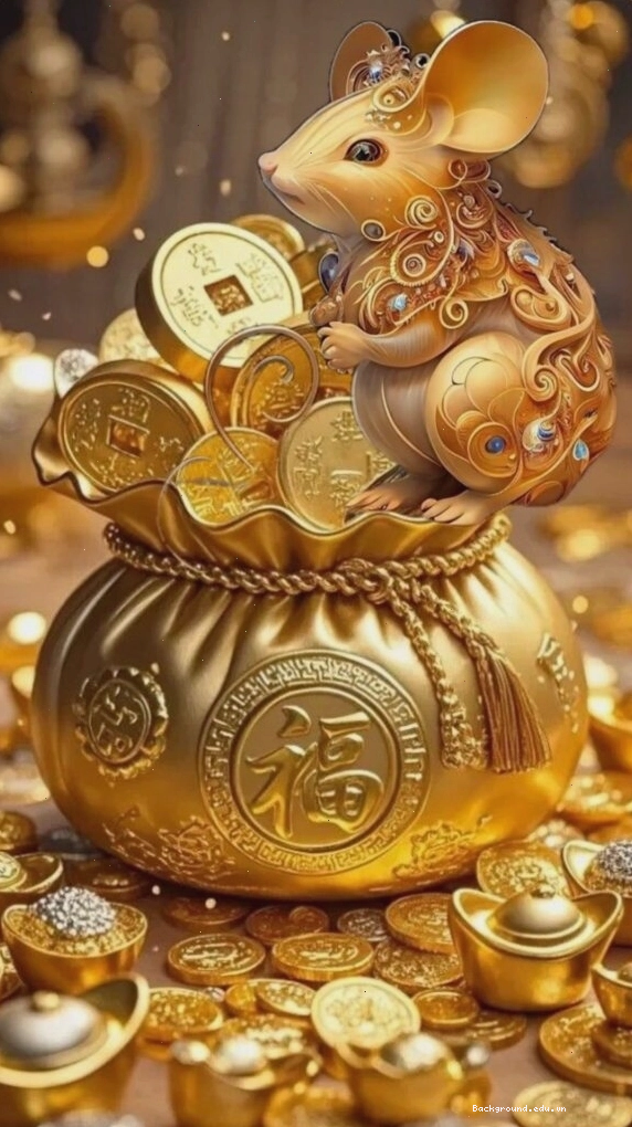Chuột vàng cưỡi tiền xu phát tài