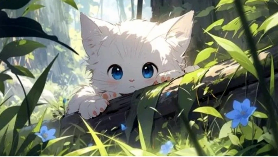 Cô gái anime với mái tóc hồng và đôi mắt biểu cảm