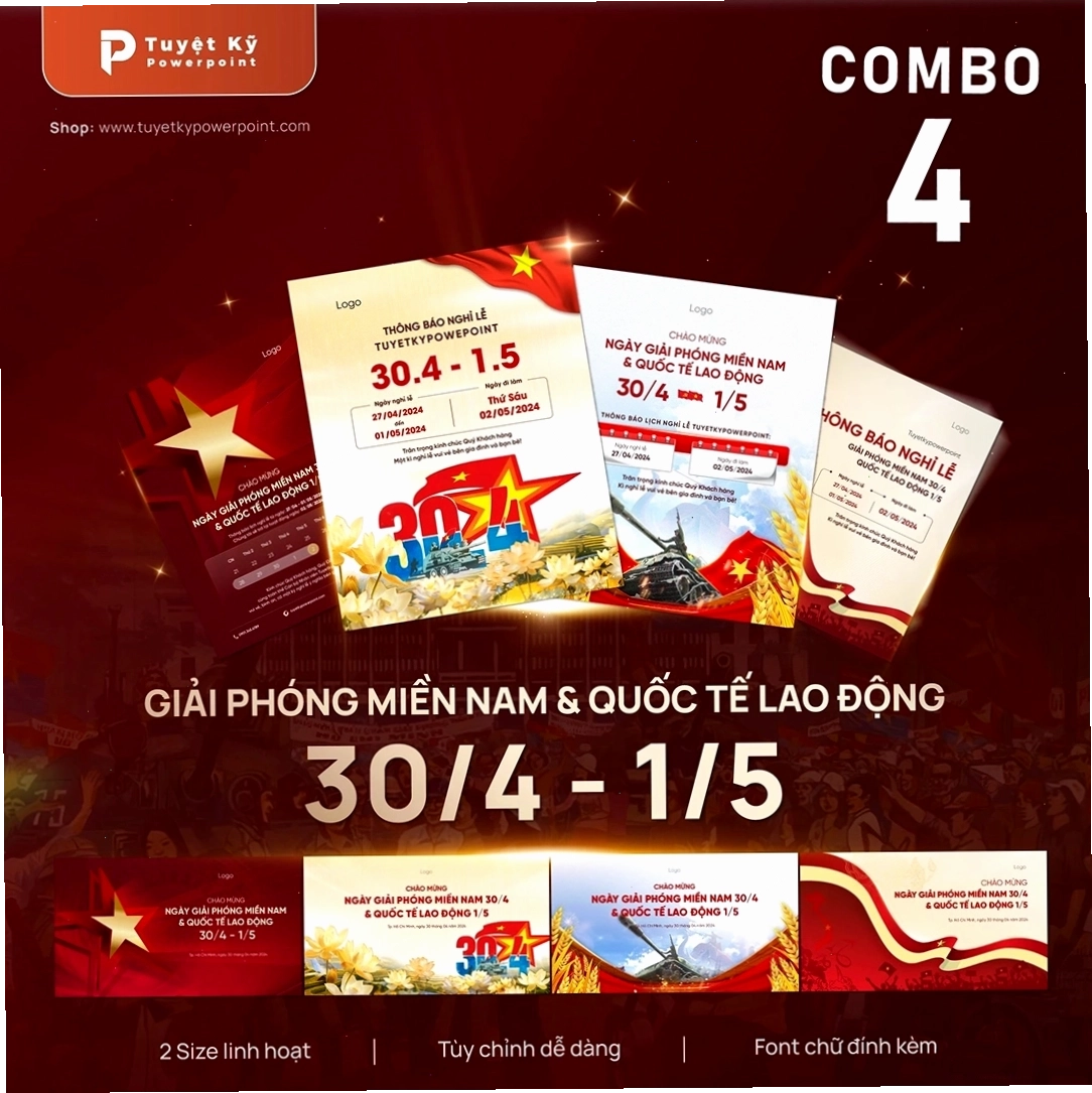 Combo bộ backdrop và post social ngày giải phóng miền nam