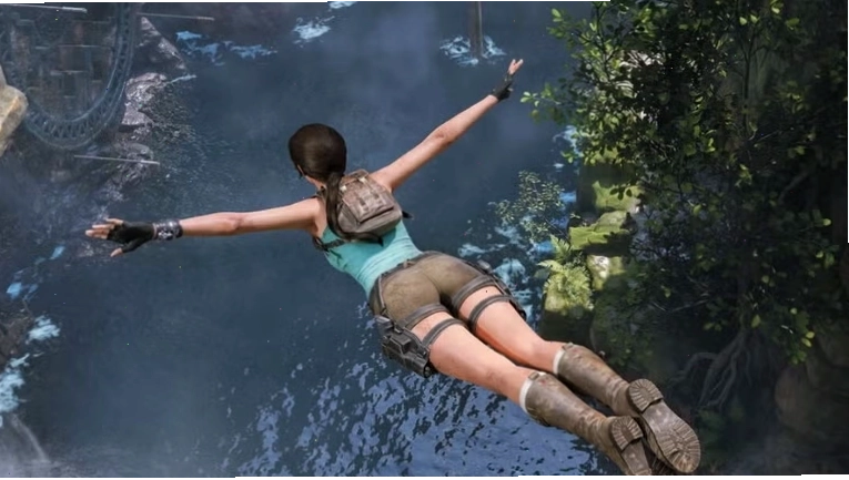 Giao diện máy tính với hình nền động game Tomb Raider